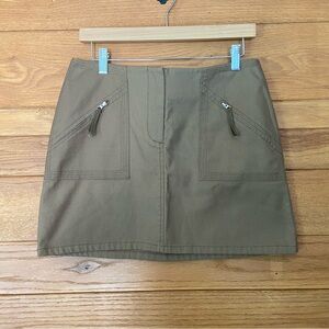 Vince olive green zip front pocket mini skirt